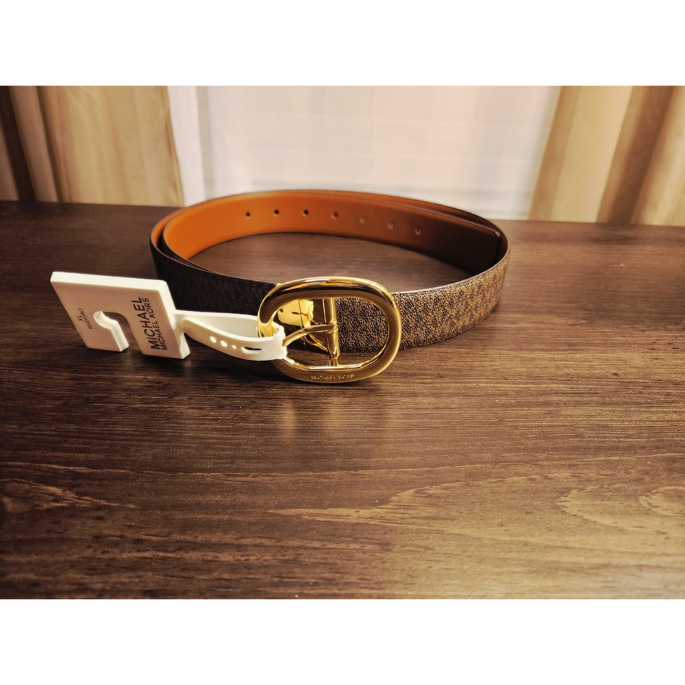 Michael Kors Women's Reversible Leather Logo Belt Sz XL Dark and Cognac Brown - Picture 8 of 16